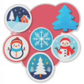 Set van Whimsical Kerstmis Winter Vakantie Sticker (Voorkant)