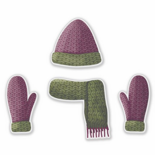 Set van wollen gebreide items sticker (Voorkant)