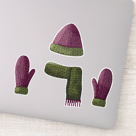 Set van wollen gebreide items sticker (Detail)