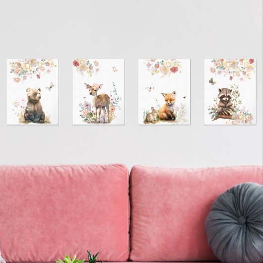 Set van Woodland Animal Portret kwekerij (Woonkamer)