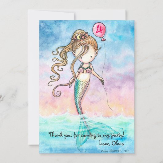 Set van Zeemeermin Dank u Kaarten (Voorkant)