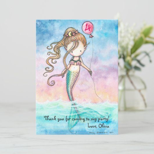 Set van Zeemeermin Dank u Kaarten (Staand voorkant)
