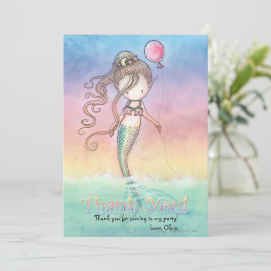 Set van Zeemeermin Dank u Kaarten (Staand voorkant)