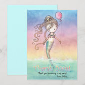 Set van Zeemeermin Dank u Kaarten (Voorkant / Achterkant)