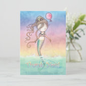 Set van Zeemeermin Verjaardag Dank u Notities (Staand voorkant)