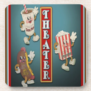 Set van zes nostalgische theaterOnderzetters Bier Onderzetter