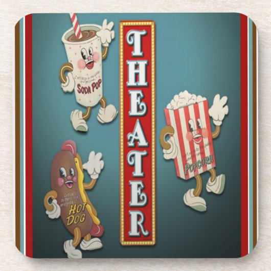 Set van zes nostalgische theaterOnderzetters Bier Onderzetter (Voorkant)