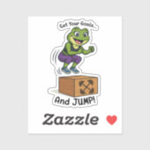 Set Your Goals and Jump – Female Frog Workout Sticker (Vel)