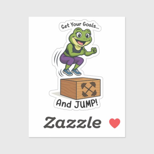 Set Your Goals and Jump – Female Frog Workout Sticker (Vel)
