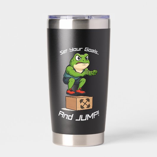 Set Your Goals And Jump - Male Frog Box Jump Geïsoleerde Drinkbeker (Voorkant)