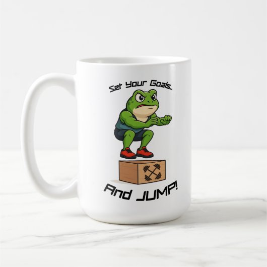 Set Your Goals And Jump - Male Frog Box Jump Koffiemok (Links)