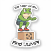 Set Your Goals And Jump - Male Frog Box Jump Sticker (Voorkant)