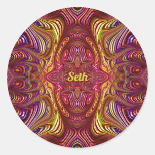 SETH ~ Meerkleurig fractaal ontwerp ~ Ronde Sticker