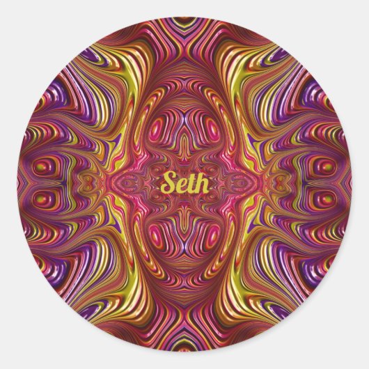 SETH ~ Meerkleurig fractaal ontwerp ~ Ronde Sticker (Voorkant)