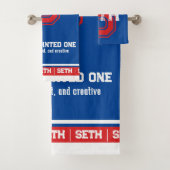 Seth naam betekent sportieve stijl blauw rood wit bad handdoek (Insitu)