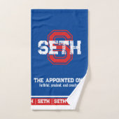 Seth naam betekent sportieve stijl blauw rood wit bad handdoek (Handdoek)