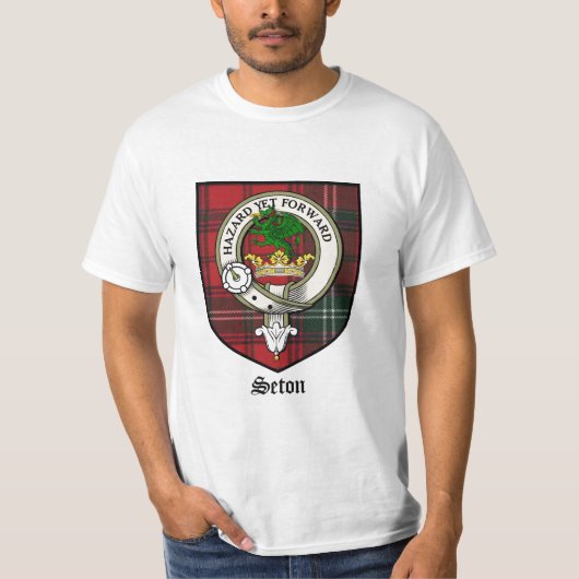 Seton Clan Crest Badge Tartan T-shirt (Voorkant)