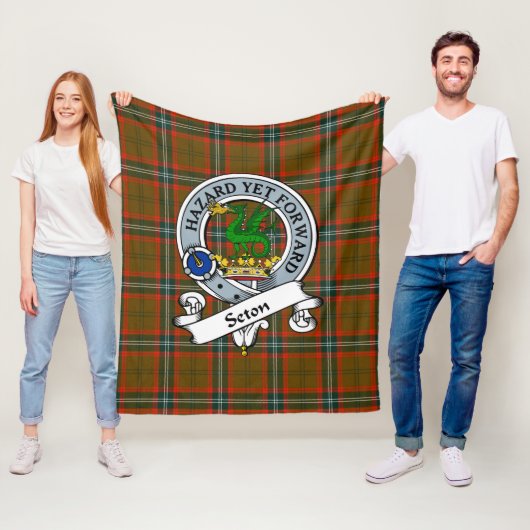 Seton Hunting Modern Clan badge Tartan Pset Fleece Deken (In situ)