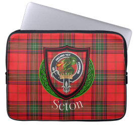Seton Scottish Clan Tartan and Crest Laptop Sleeve