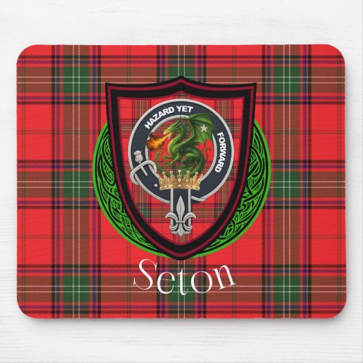 Seton Scottish Clan Tartan and Crest  Muismat (Voorkant)