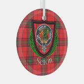 Seton Scottish Clan Tartan & Crest Glas Ornament (Voorkant Rechts)