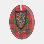 Seton Scottish Clan Tartan & Crest Glas Ornament (Voorkant links)