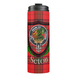 Seton Scottish Clan Tartan & Crest Thermosbeker