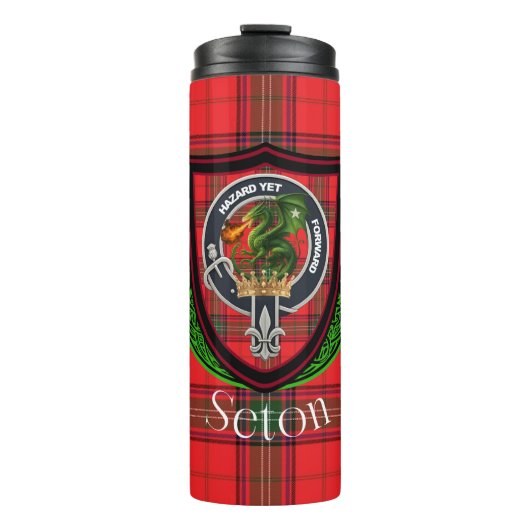 Seton Scottish Clan Tartan & Crest Thermosbeker (Voorkant)