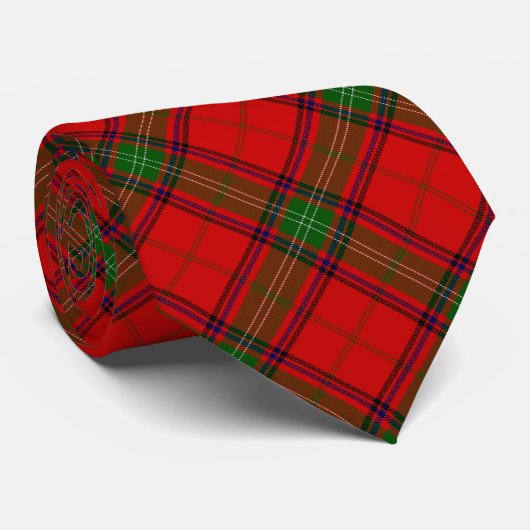 Seton tartan rood groen ruit stropdas (Opgerold)