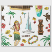 setpatroon van Hawaiiaanse pictogrammen en symbol Cadeaupapier (Vlak)