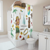  setpatroon van Hawaiiaanse pictogrammen en symbol Douchegordijn (In situ)