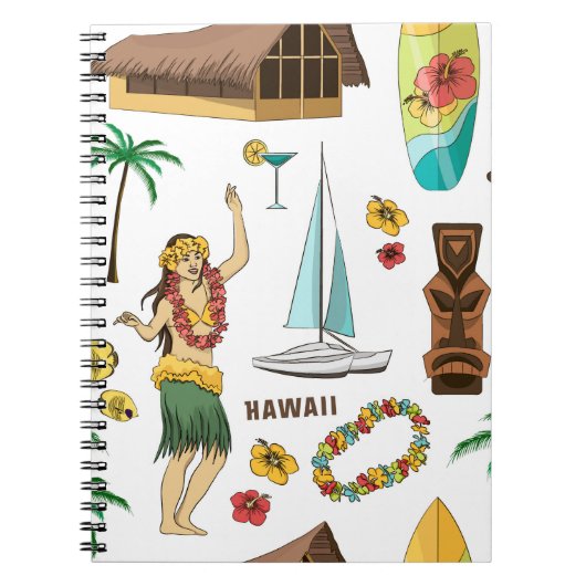 setpatroon van Hawaiiaanse pictogrammen en symbol Notitieboek (Voorkant)