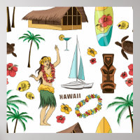  setpatroon van Hawaiiaanse pictogrammen en symbol