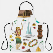 setpatroon van Hawaiiaanse pictogrammen en symbol Schort (Voorkant)