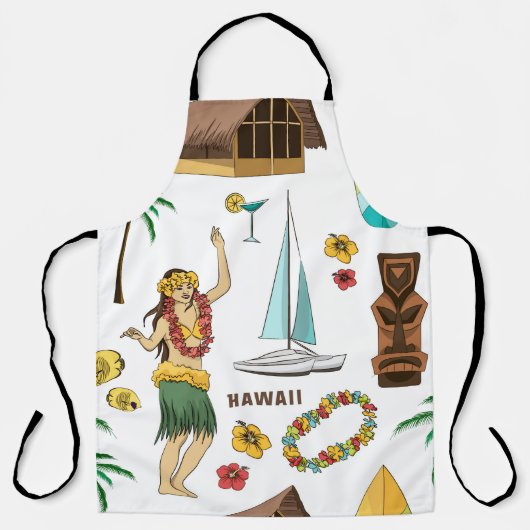 setpatroon van Hawaiiaanse pictogrammen en symbol Schort (Voorkant)