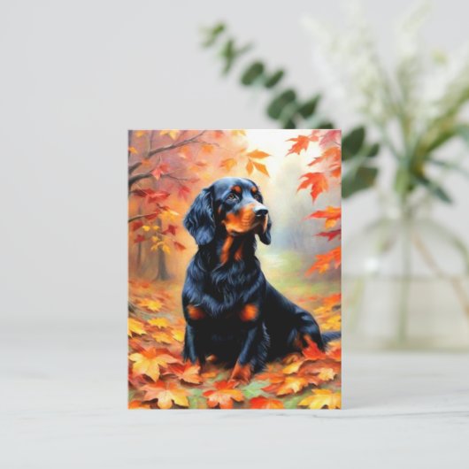 Setter Dog in Herfst Briefkaart (Staand voorkant)