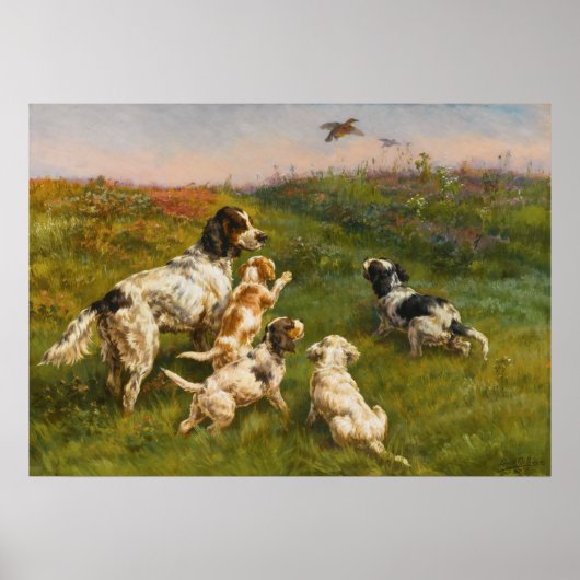 Setter en Pups van Edmund Henry Osthaus Poster (Voorkant)
