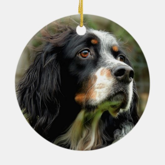 Setter Love Keramisch Ornament (Achterkant)