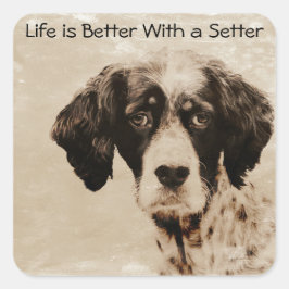 Setter Love Vierkante Sticker