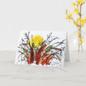 Settin in de Boom Notecard van de Baobab th Kaart (Gele Bloem)