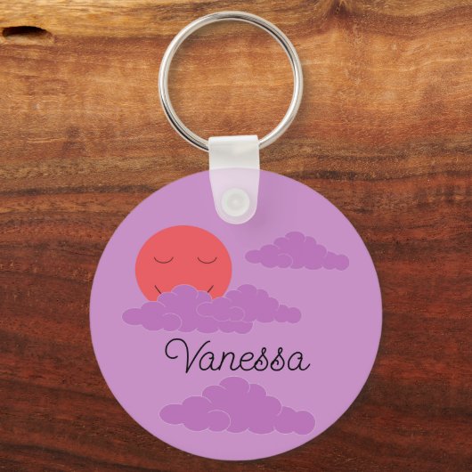Setting Sun with Purple Clouds: Lavender Sleutelhanger (Achterkant)