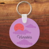 Setting Sun with Purple Clouds: Lavender Sleutelhanger (Voorkant)