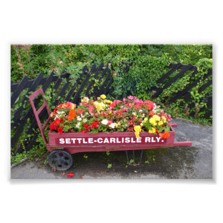 Settle naar Carlisle-spoorlijn bloemenkart voor ba Foto Afdruk