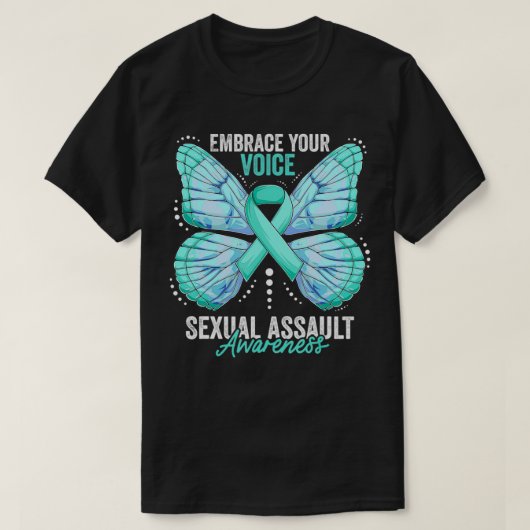 Seual Assault Awareness Month Butterfly Blauwgroen T-shirt (Design voorkant)