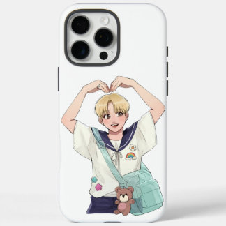 Seungkwan SEVENTEEN Anime Stijl Hart Pose Fan Art iPhone 16 Pro Max Hoesje