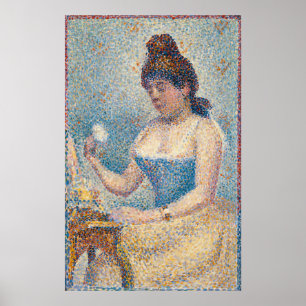 Seurat vrouw poedert zichzelf poster