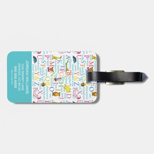 Seuss's ABC Pattern with Words Bagagelabel (Achterkant horizontaal)