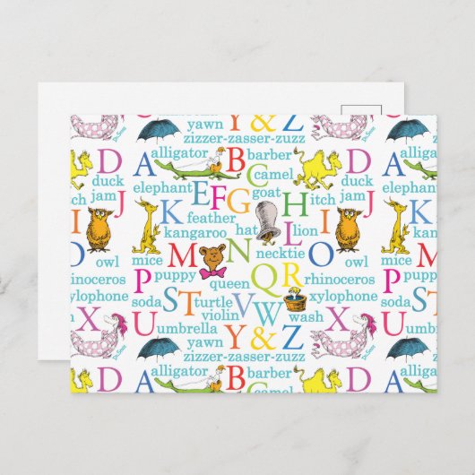 Seuss's ABC Pattern with Words Briefkaart (Voorkant / Achterkant)