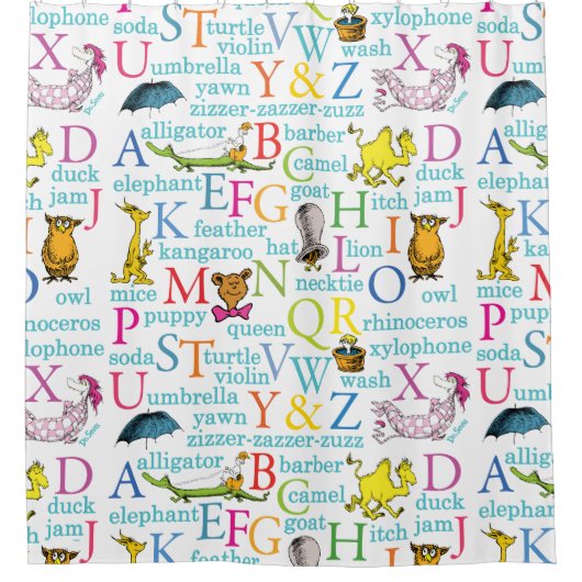 Seuss's ABC Pattern with Words Douchegordijn (Voorkant)