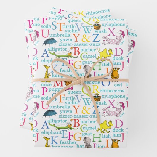 Seuss's ABC Pattern with Words Inpakpapier Vel (In situ)
